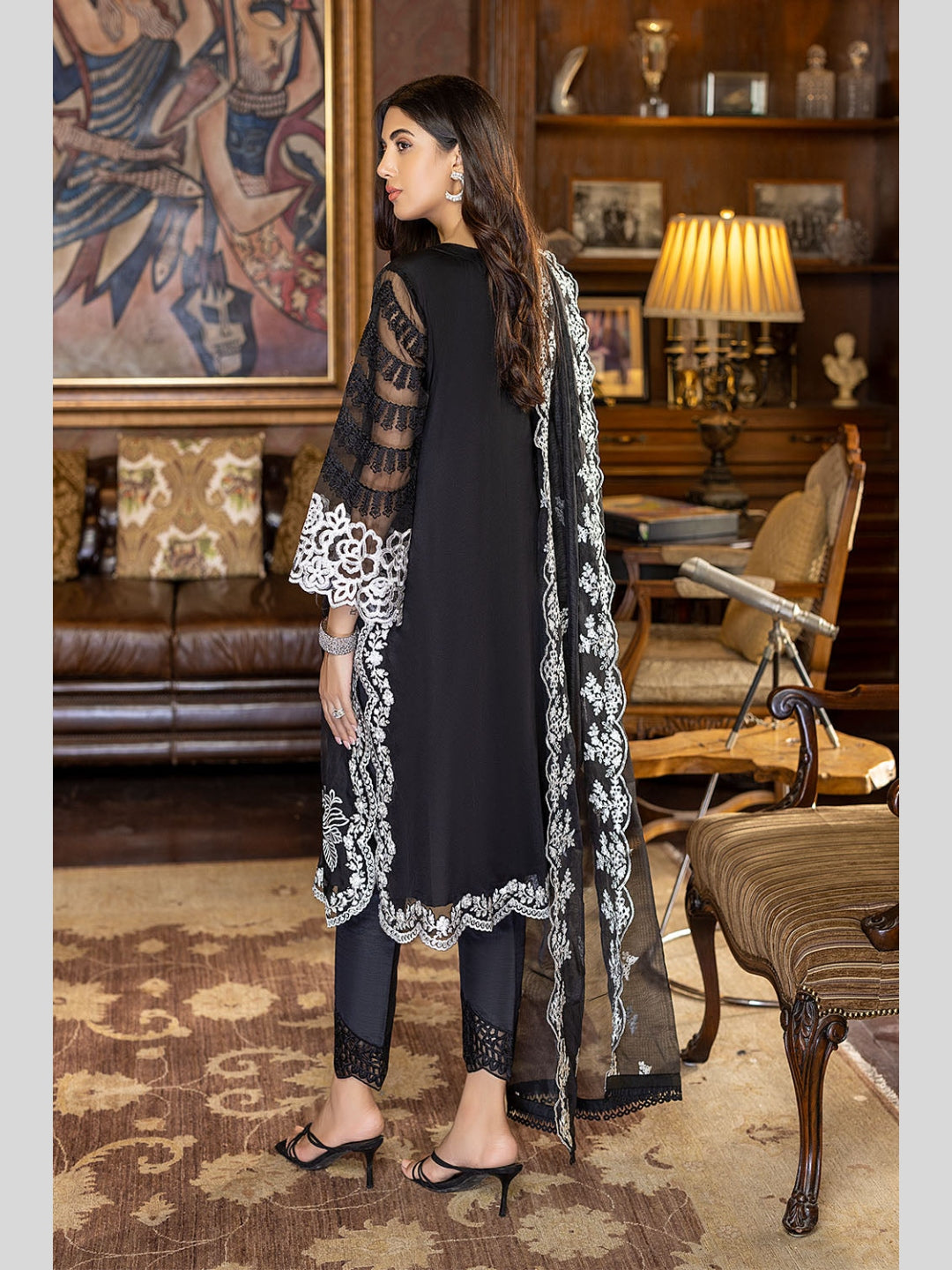 Cotton net dress masuri embroidered in black and red color – Nameera by  Farooq